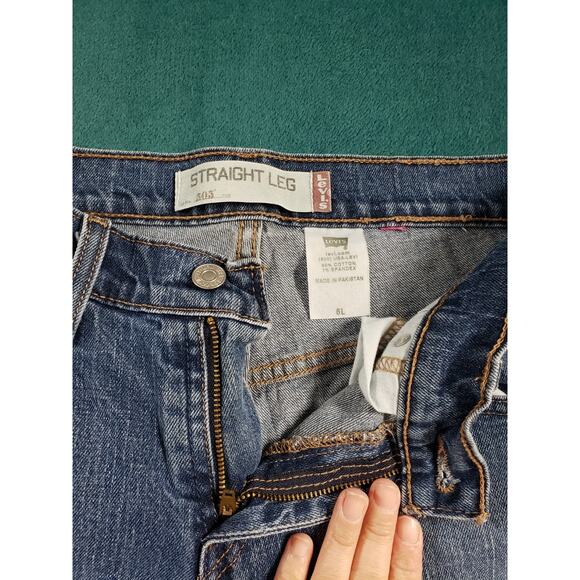 Levis 505 Jeans Size 6 Long Womens Blue Stretch Pants Denim Mid Rise Straight - Picture 4 of 13